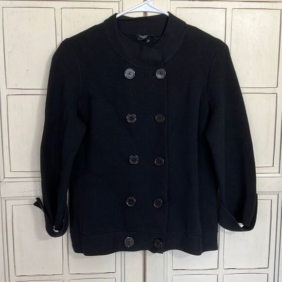 NWT Talbots size PM black button down jacket blazer sweater - Picture 1 of 4